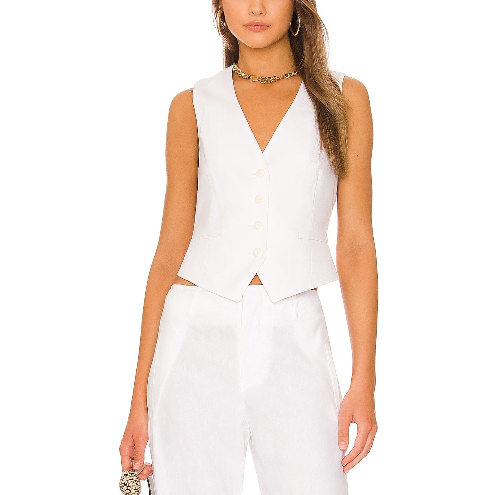 Rag & Bone 'Priya' White Linen Vest Size 4
