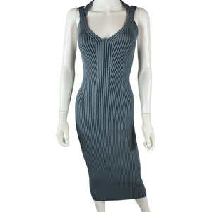 Simkhai Ribbed Blue Miriam Halter Dress Size S