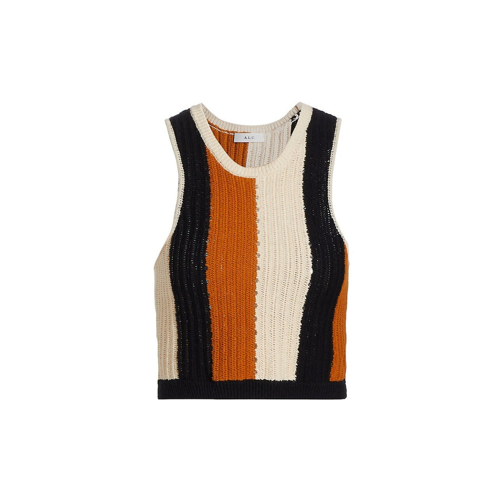 A.L.C. 'Marco' Black Cotton Striped Tank Top Size S