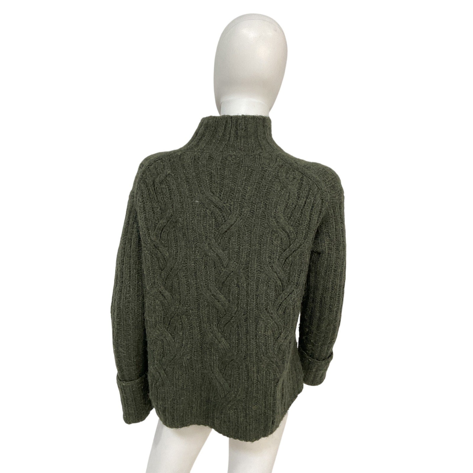 Vince 'Mirrored' Green Alpaca Cable Turtleneck Sweater Size XS