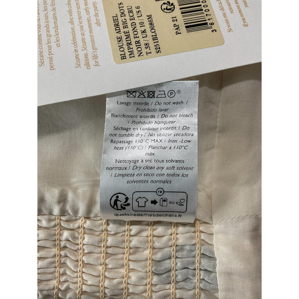 Sézane 'Adriel' Beige Linen Blouse Size 6 NWT