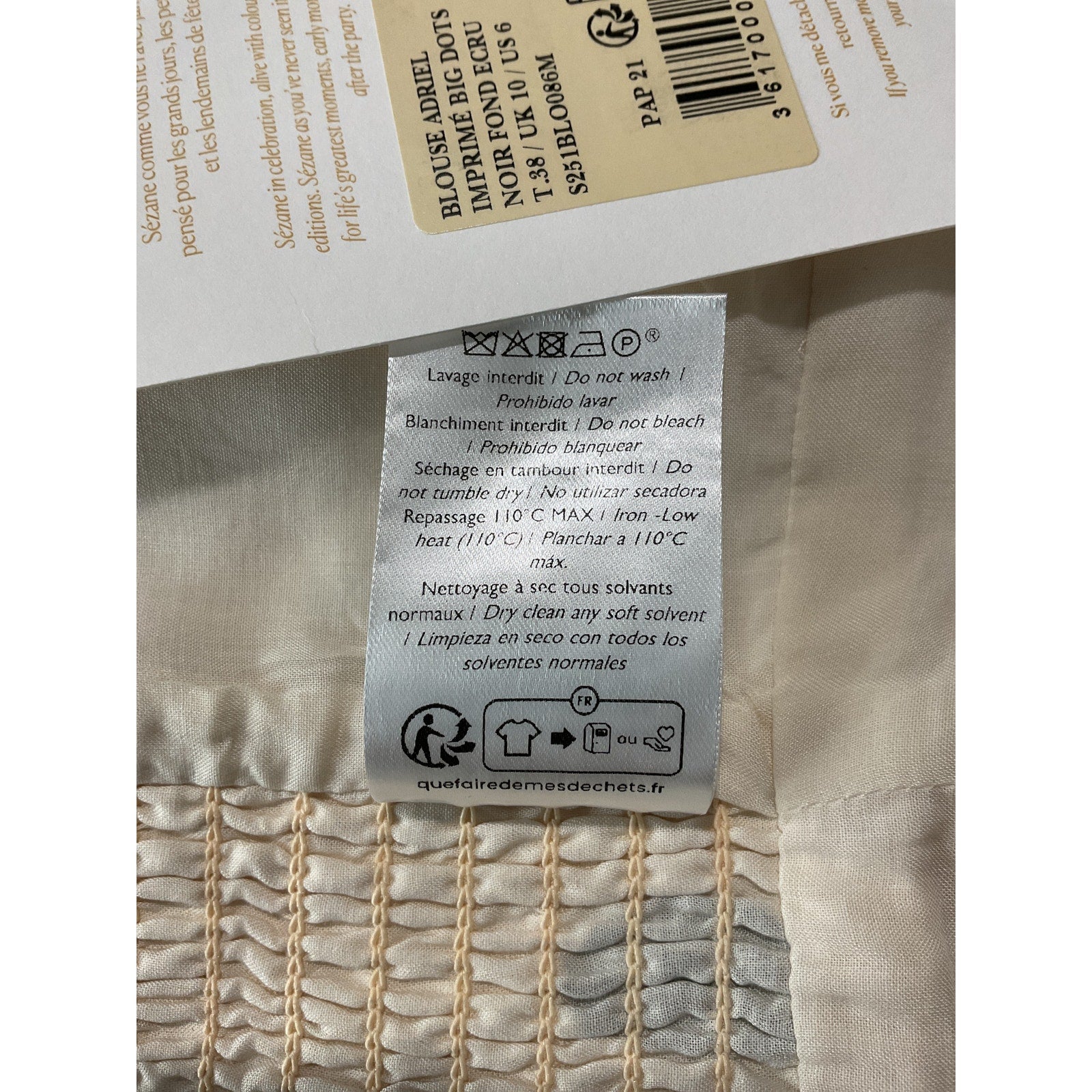 Sézane 'Adriel' Beige Linen Blouse Size 6 NWT