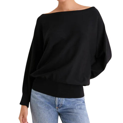 Tuckernuck Wide Neck Black Valencia Top Size S NWT