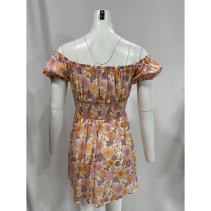 Tularosa 'Aurora' Purple Off Shouder Floral  Mini Dress Size S