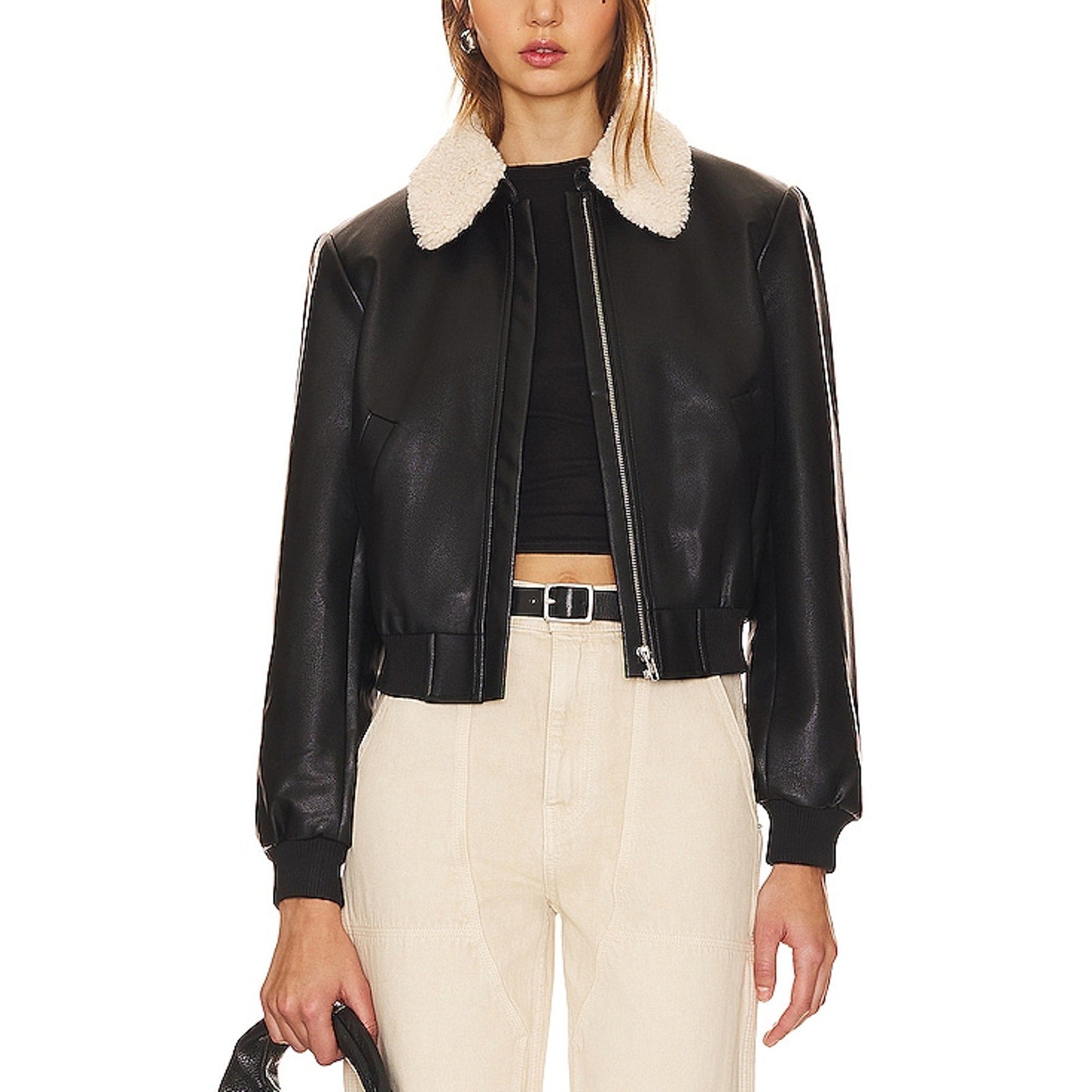 Astr The Label 'Trudy' Black Faux Leather Jacket Size S