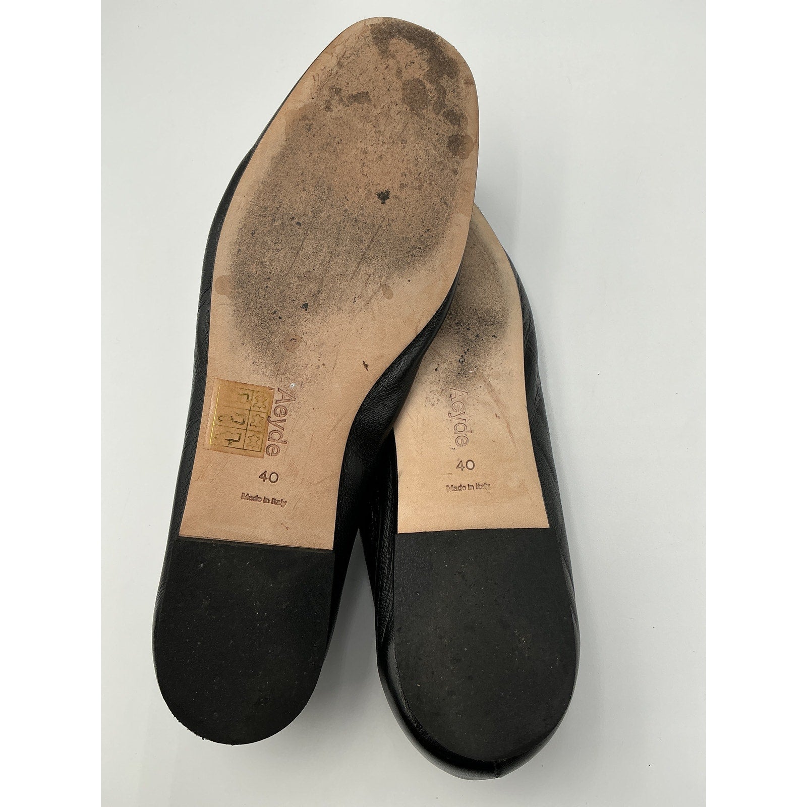 Aeyde 'Kirsten' Black Leather Ballet Flats Size 10
