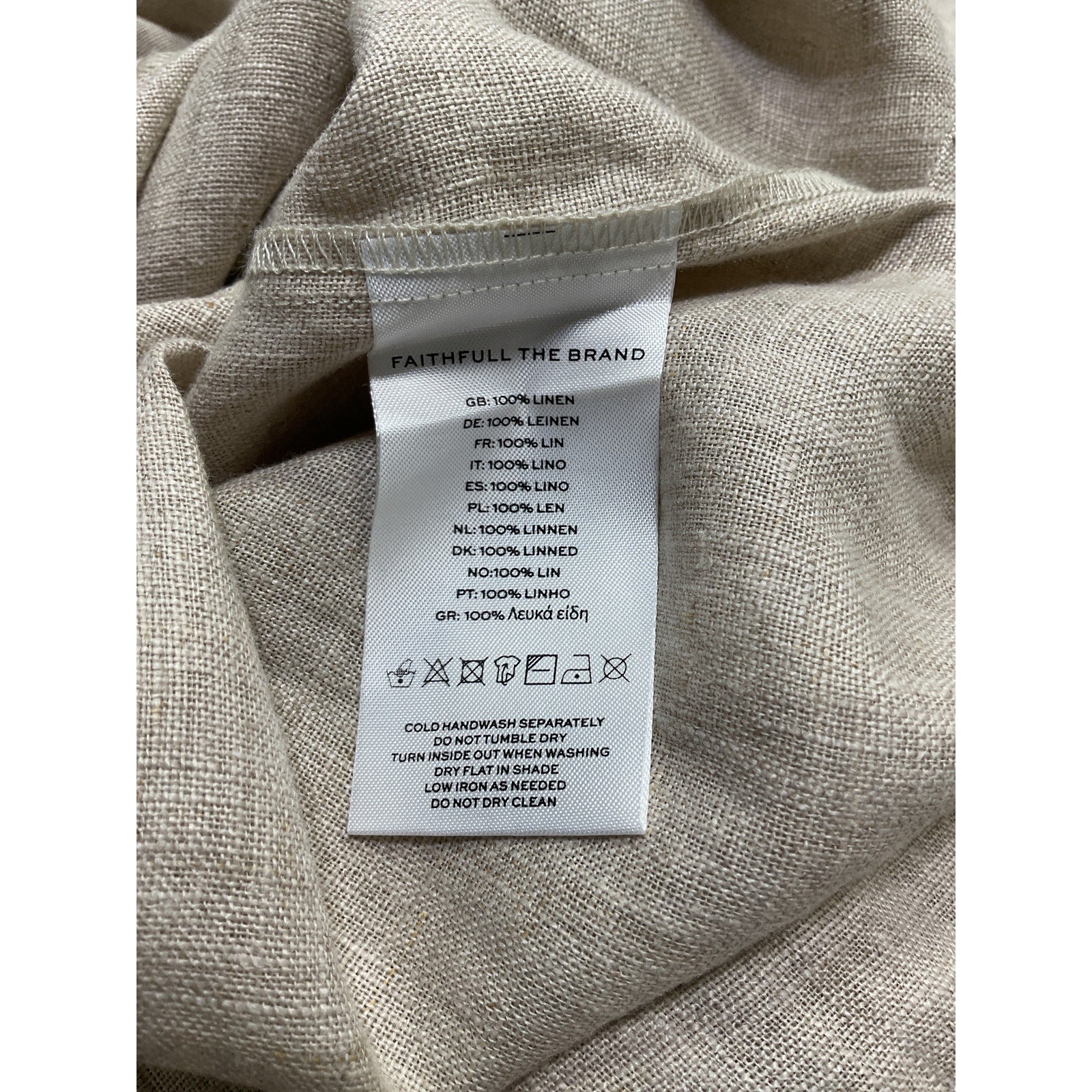 Faithfull The Brand Duomo Tan Linen Pant Size S