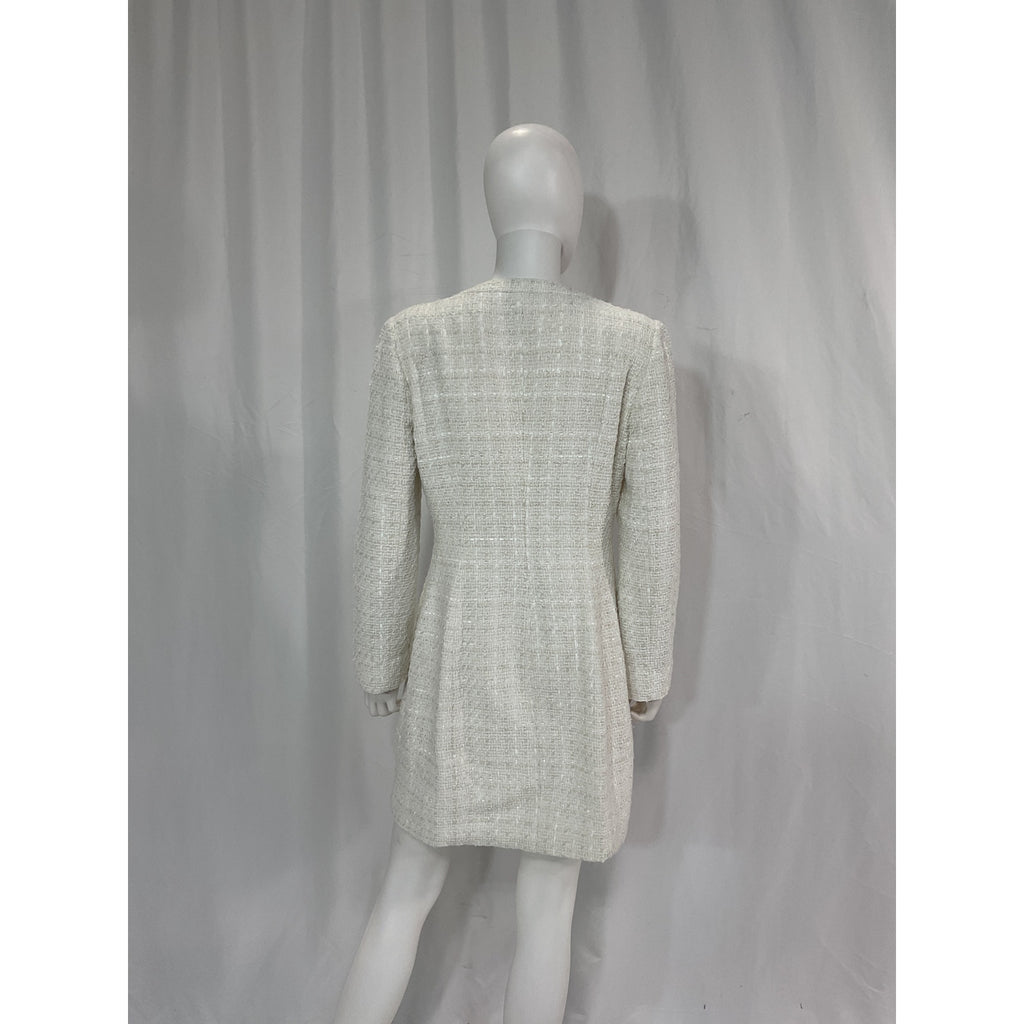 Sau Lee 'Audrey' White Pear Button Tweed Dress Size 10