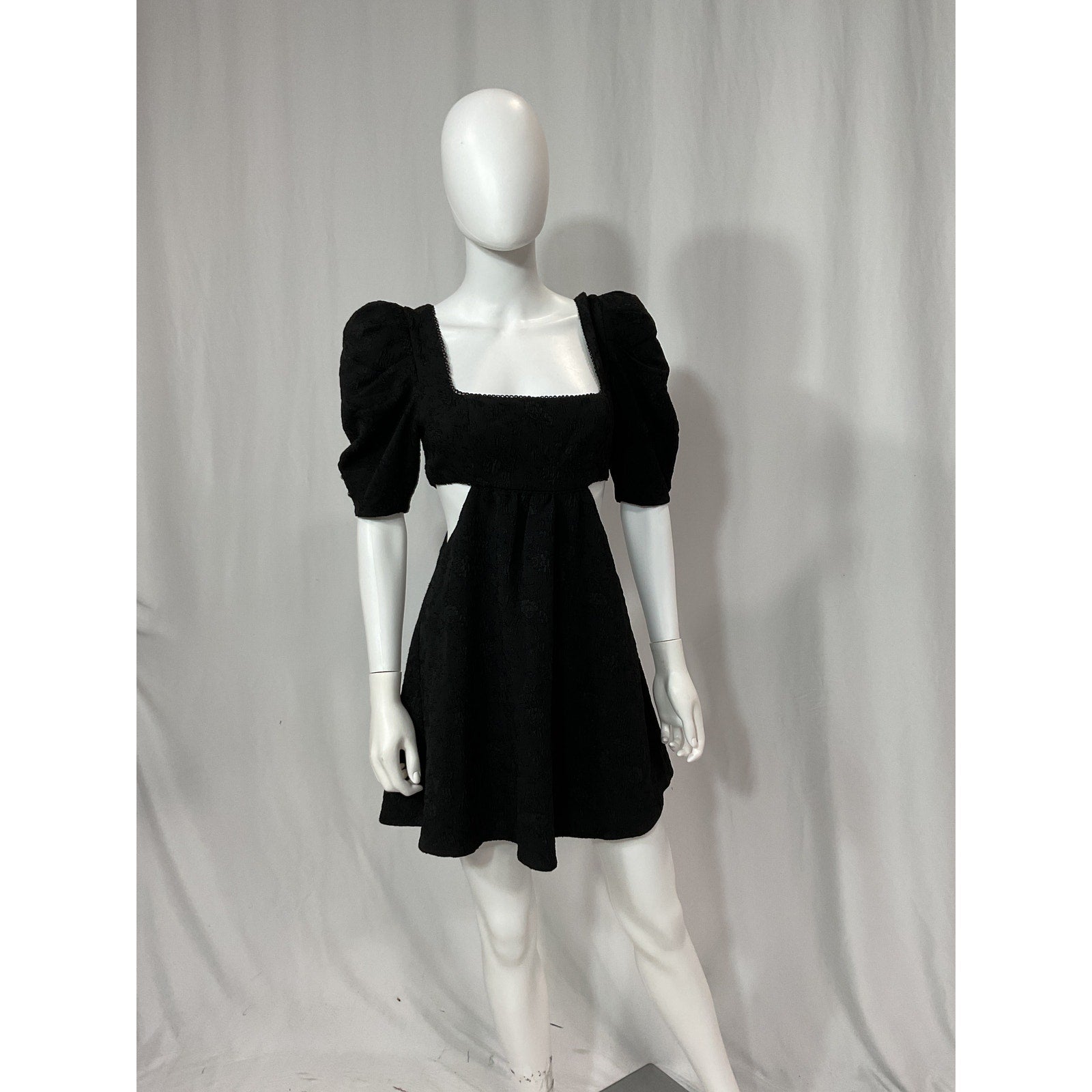 Majorelle 'Tillie' Black jacquard Bow Detail Floral Mini Dress Size S