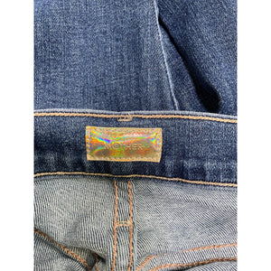 Mother The Stunner Blue Cotton High Waist Frayed Ankle Skinny Denim Jean Size 28
