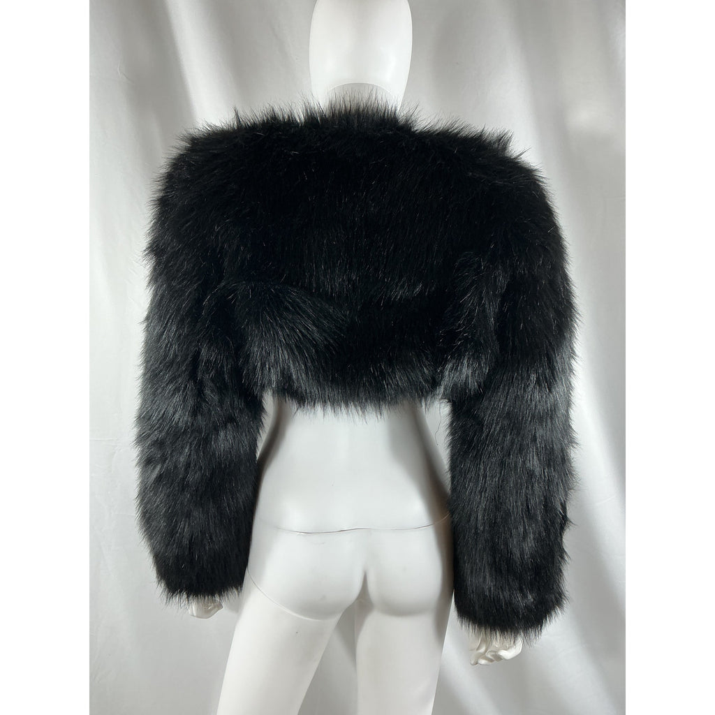 Michael Costello X Revolve 'Vitoria' Black Acrylic Coat Size XS