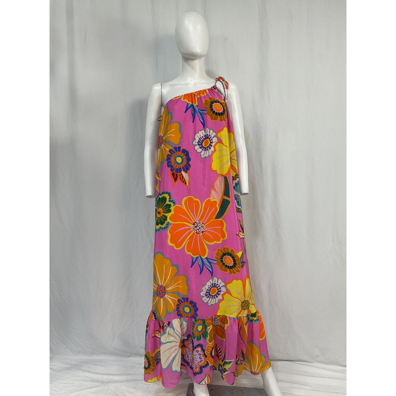 Farm Rio Full Garden Pink Viscose Maxi Dress Size S
