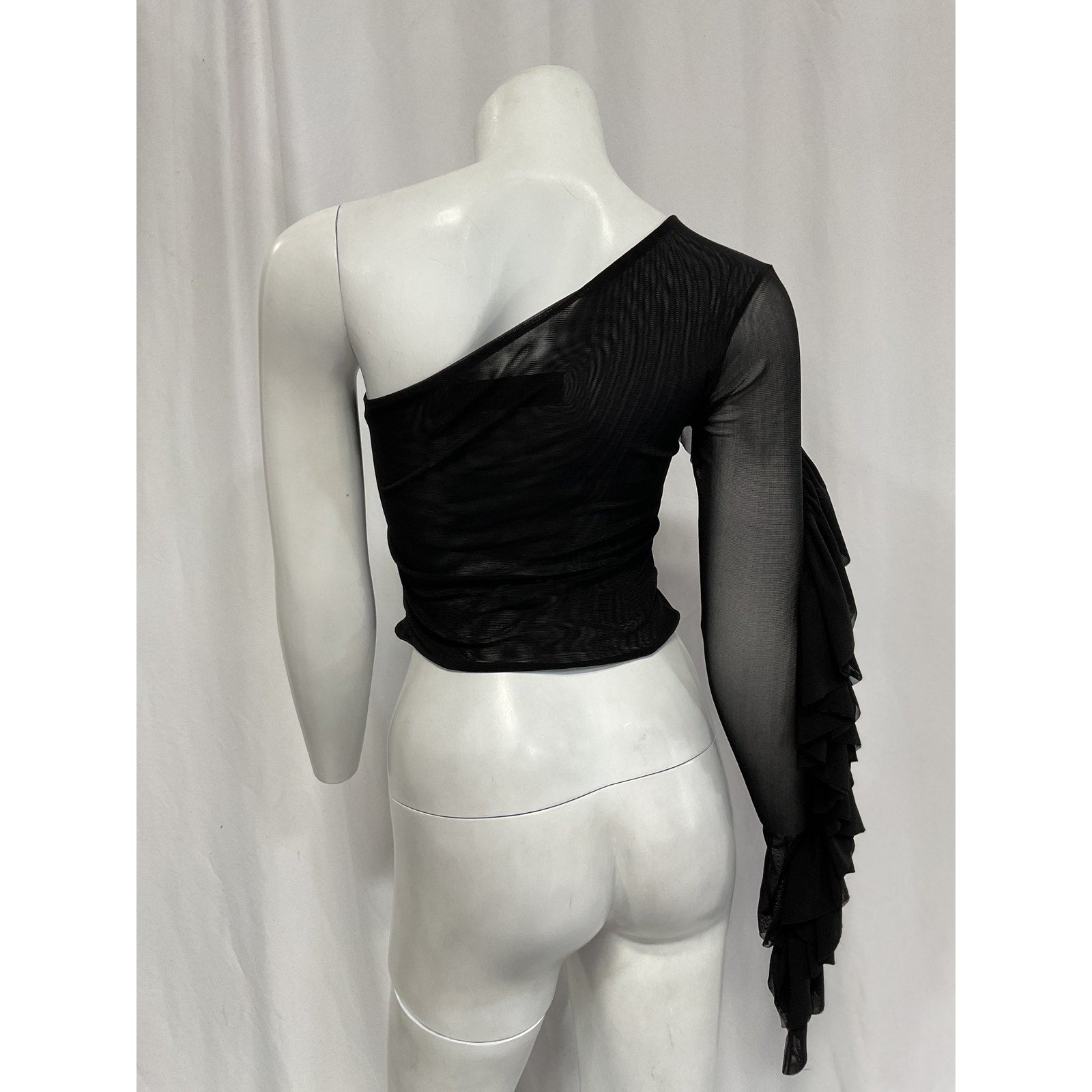 Just Bee Queen 'Pia' Black One Shoulder Top Size XS