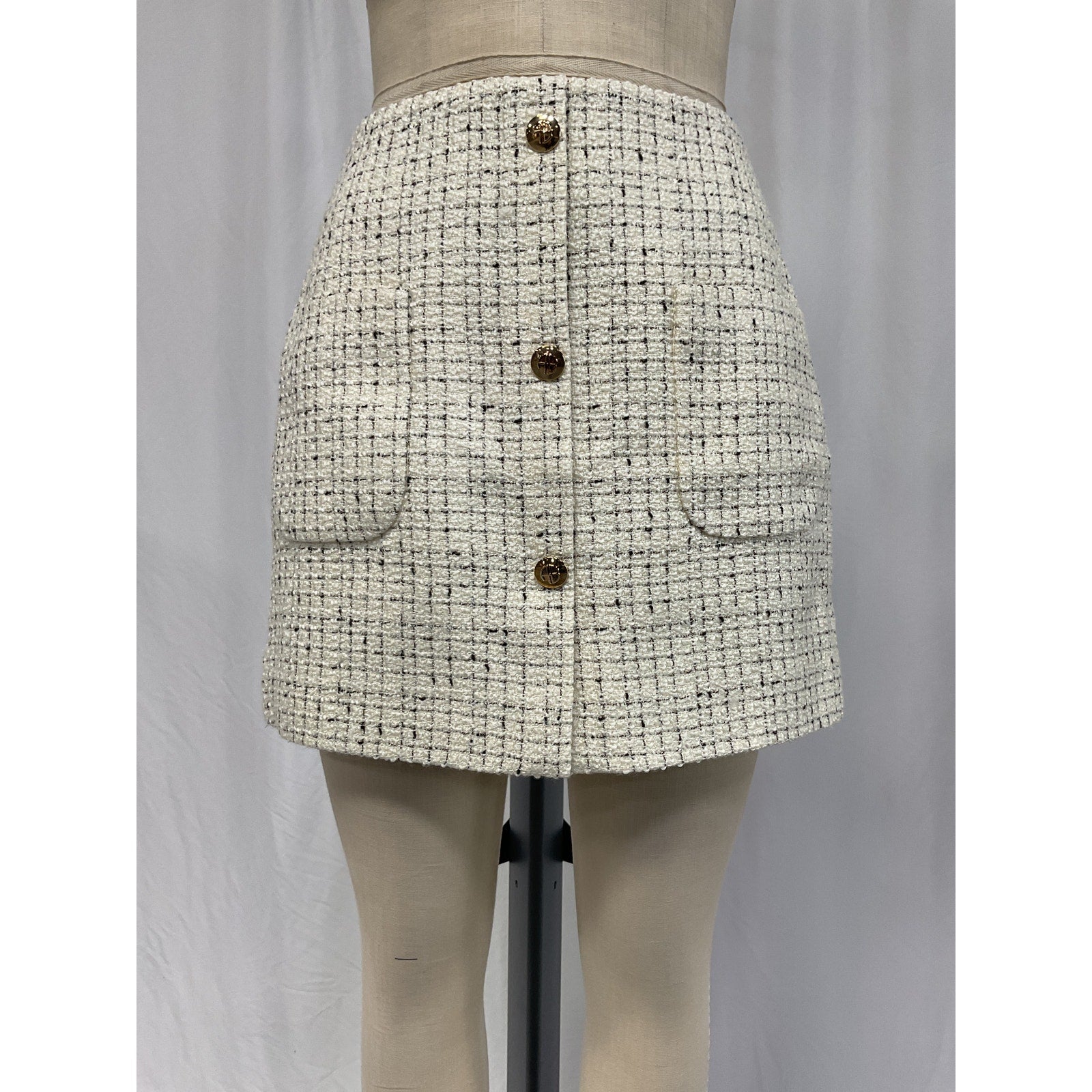 Anine Bing 'Mateo' White Acrylic Skirt Size 36