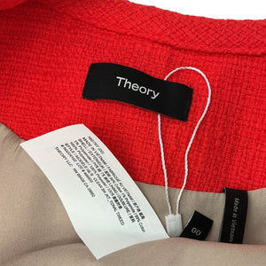Theory Textured Red Open Front Tweed Jacket Size 00