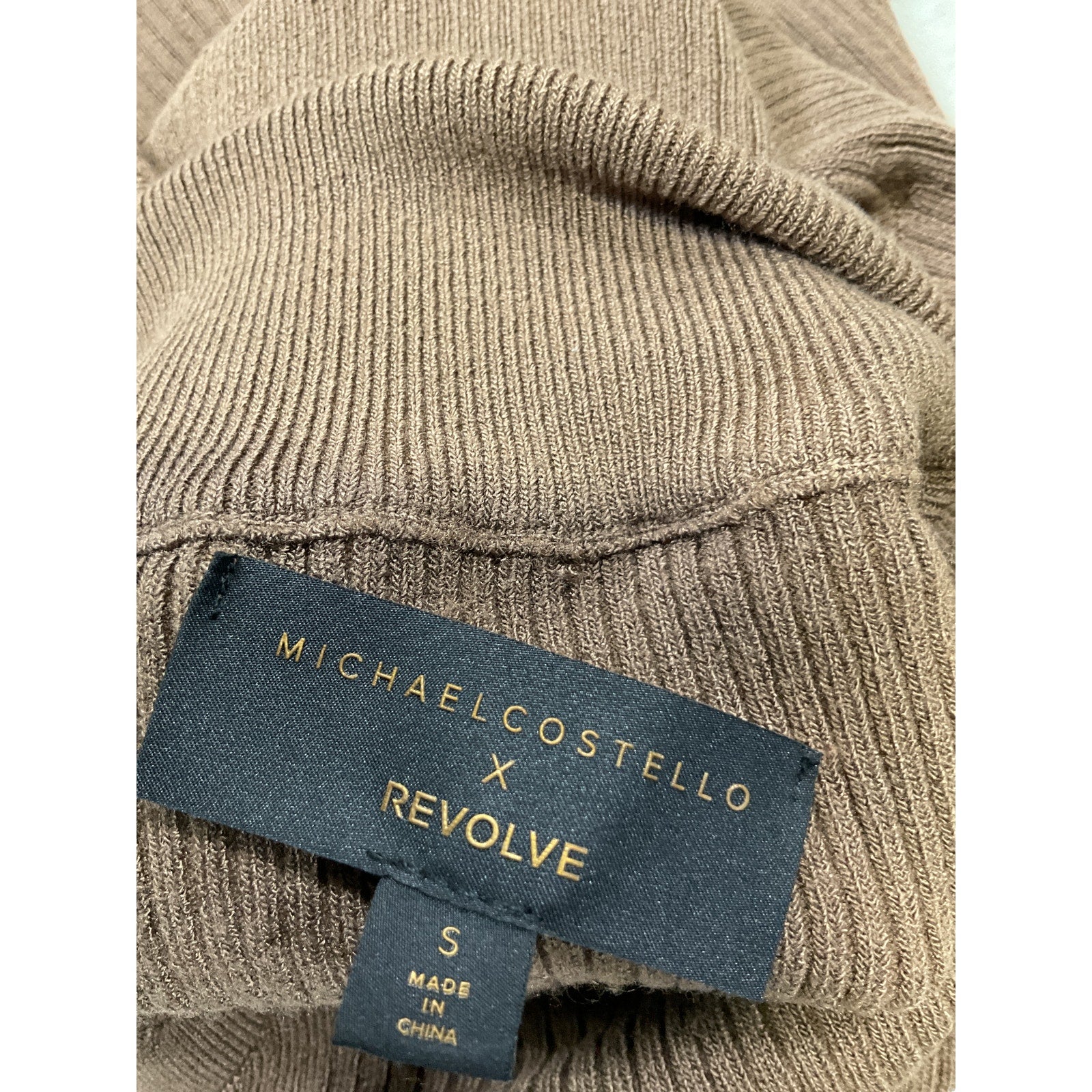 Michael Costello X Revole 'Annalie' Tan Rayon Long Midi Dress Size S