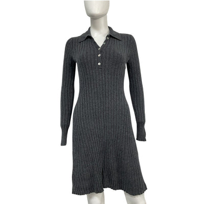 Hatch Ribbed Storm Grey Addie Polo Sweater Dress Size 1