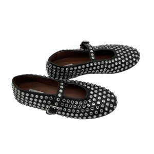 Alaia Crystal Embellished Black Mary Jane Flats Size It 38.5/ US 8.5
