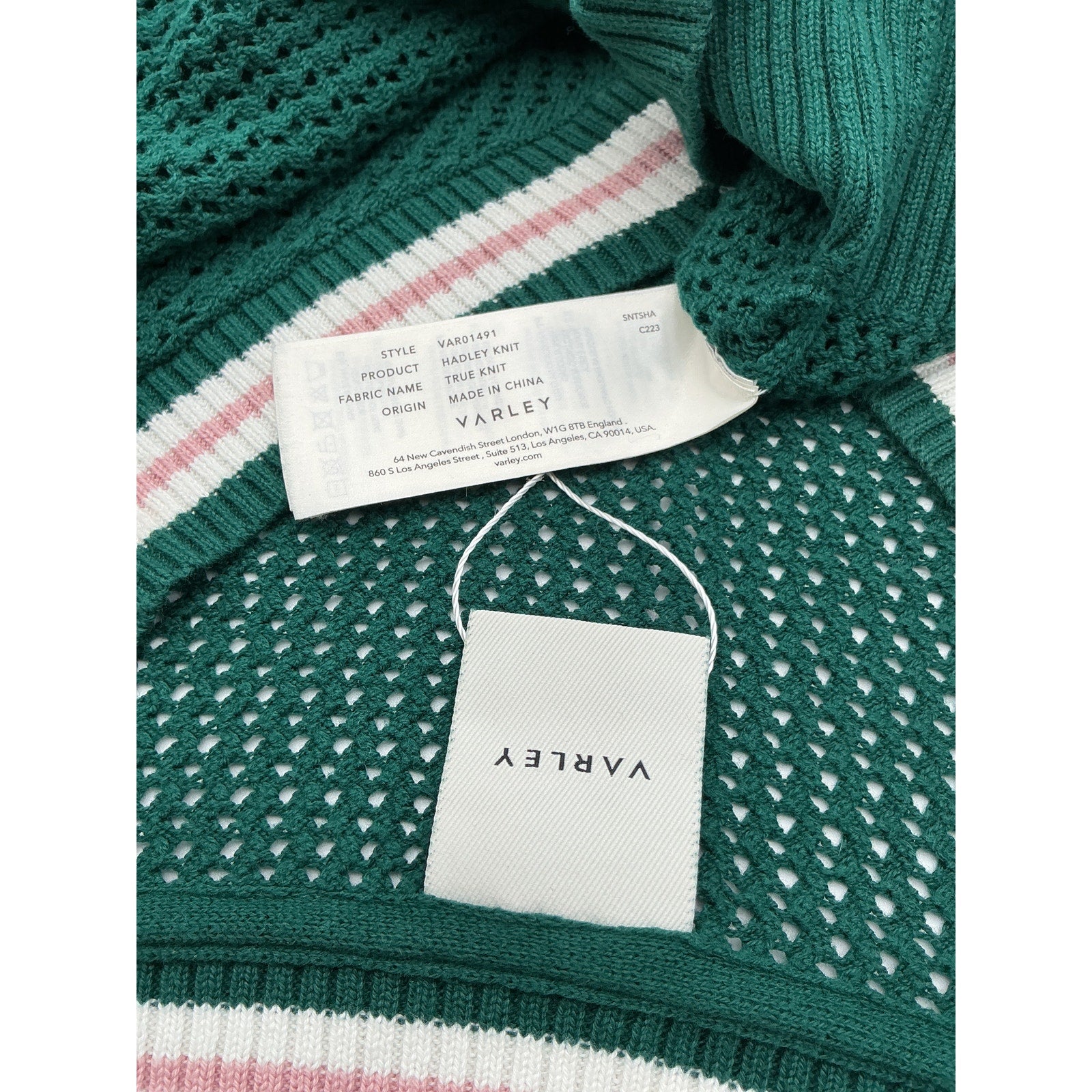 Varley 'Hadley' Green Cotton Knit Sweater Size XS