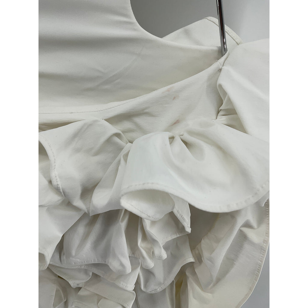 Aknvas 'Jagger' White Nylon Ruffle Dress Size 0