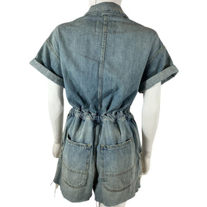 R13 Distressed Blue Mick Romper Size XS