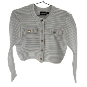 Retrofête Ribbed White Yolanda Cardigan Size M