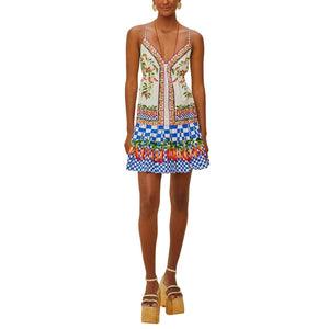 Farm Rio Vibrant Off White Picnic Peppers Ainika Mini Dress Size XL