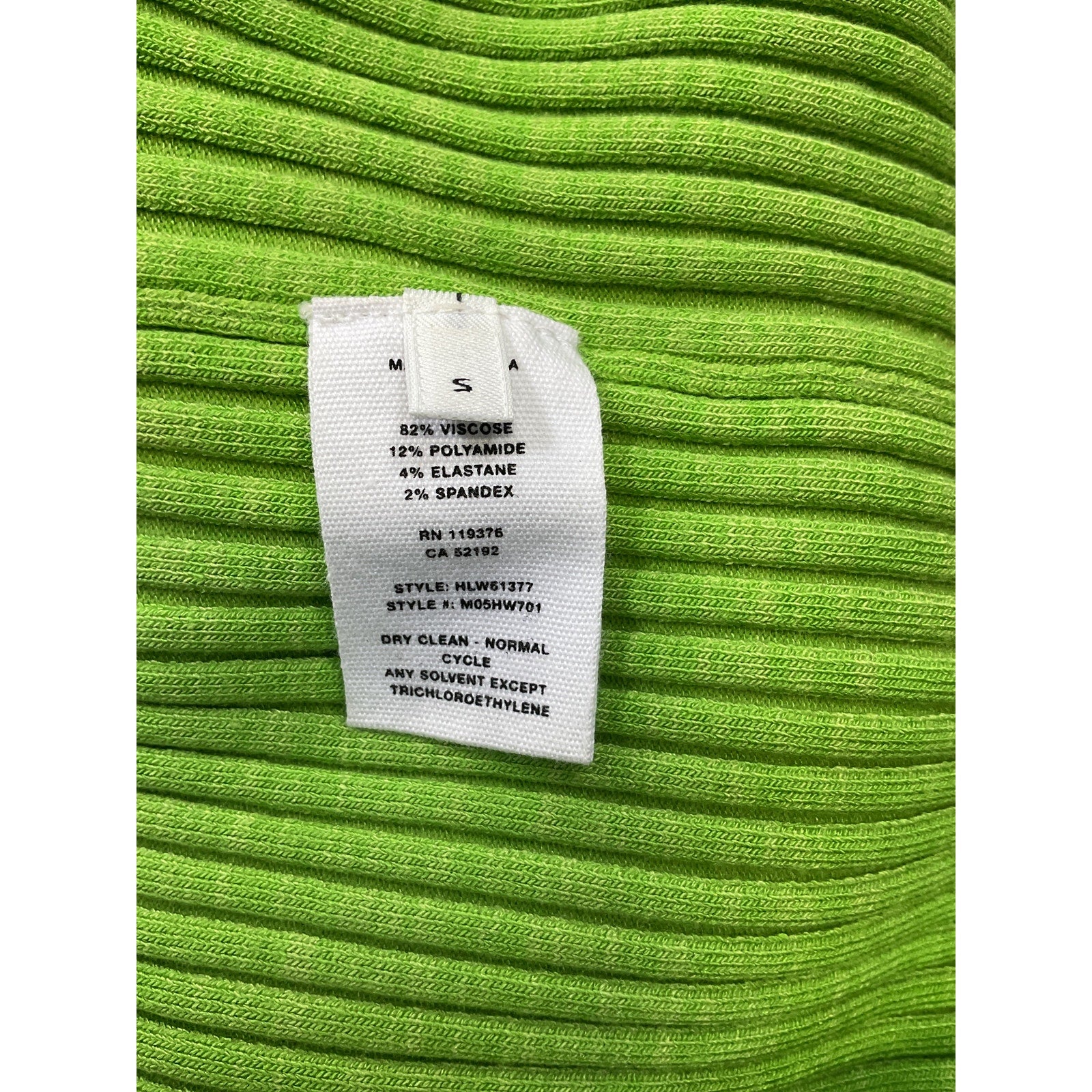 Helmut Lang 'Marl' Green Viscose Mini Dress Size S