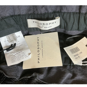 Philosophy Di Lorenzo Serafini Faux Textured Leather Black Paperbag Waist Pants Size 2 NWT