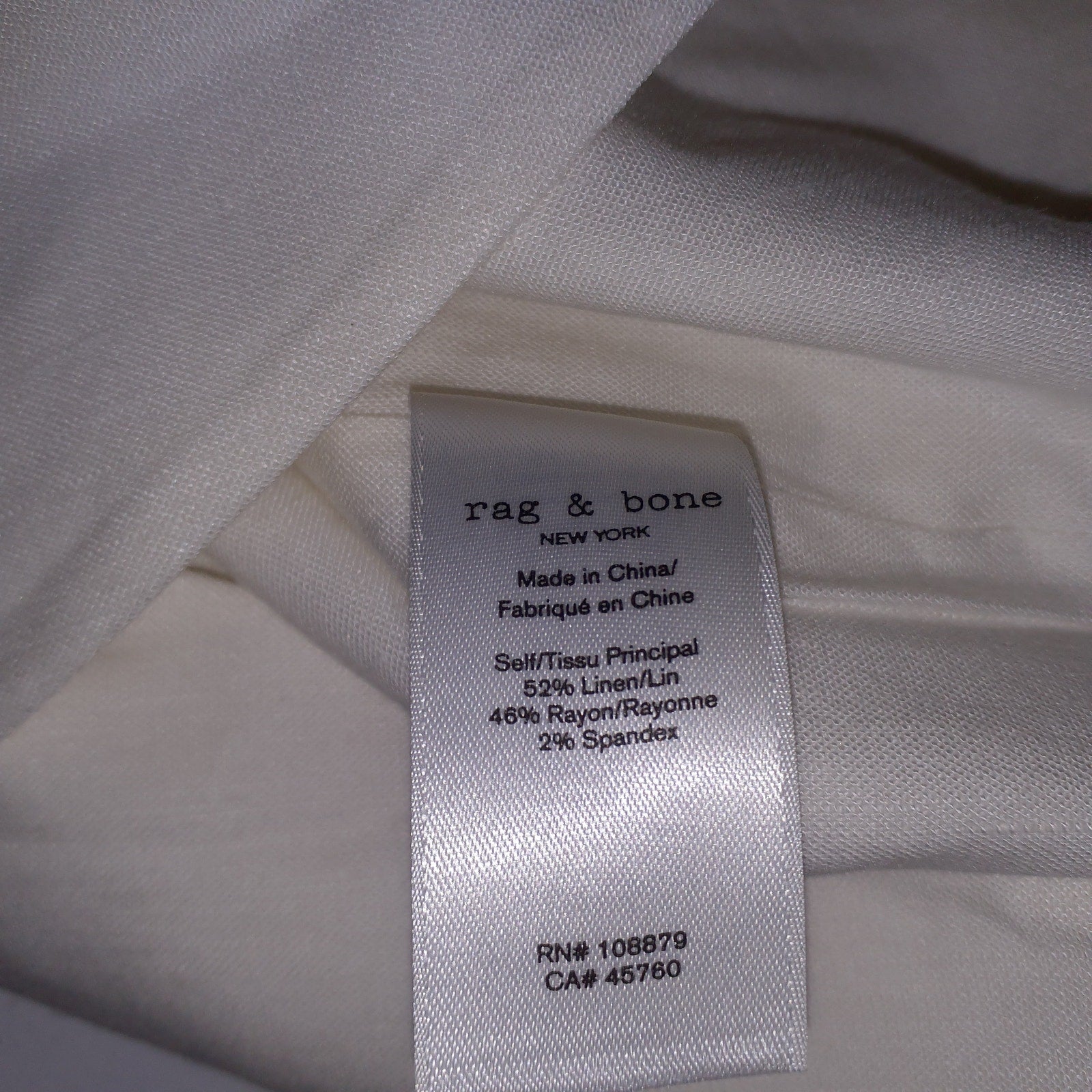 Rag & Bone 'Priya' White Linen Vest Size 4