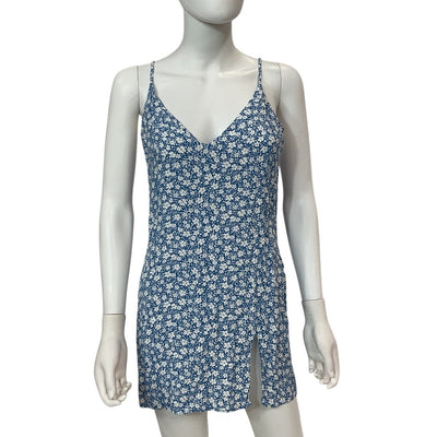 Reformation Floral Azul Simi Linen Dress Size M