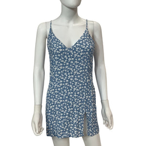 Reformation Floral Azul Simi Linen Dress Size M