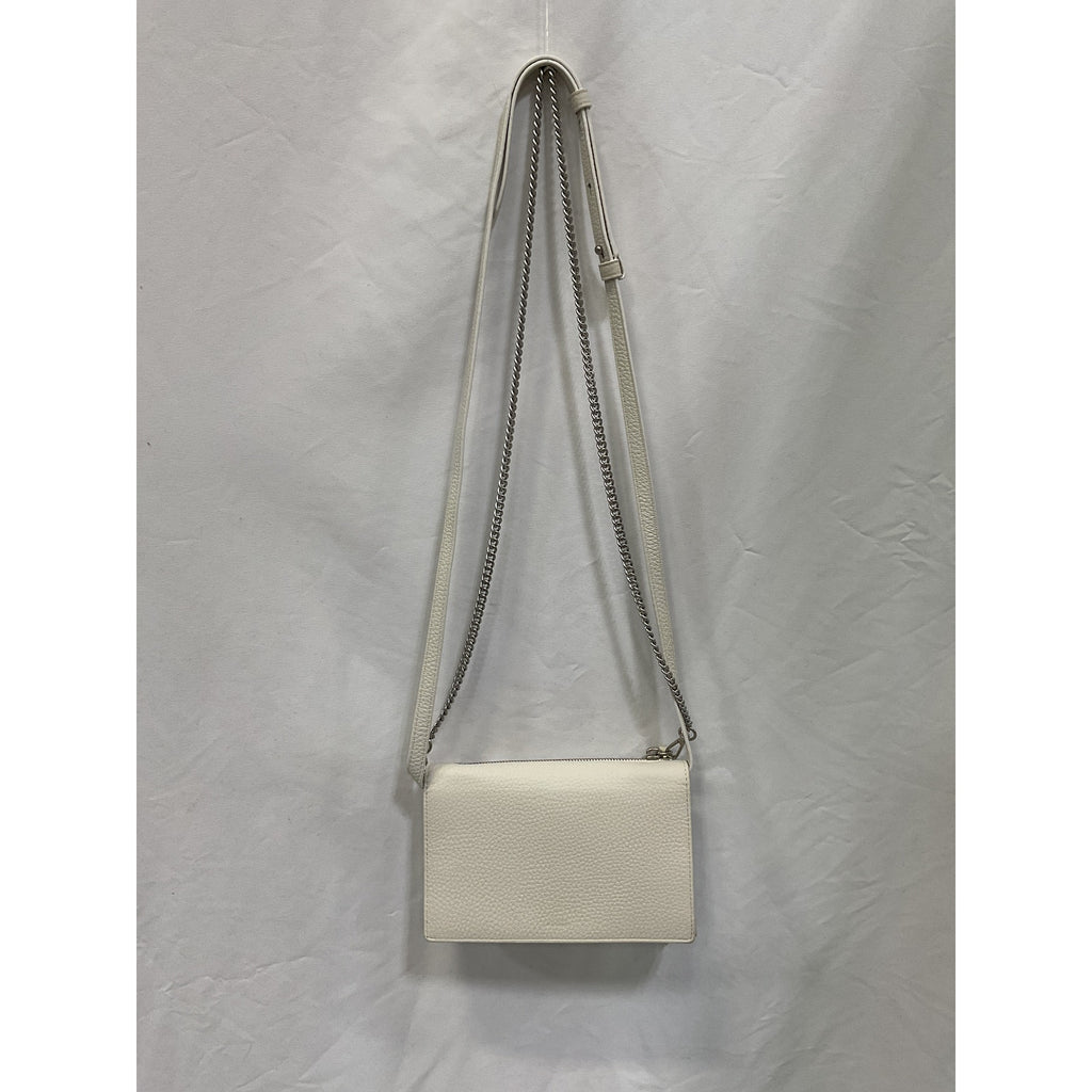 Allsaints 'Fetch' White Pebbled Leather Chain Crossbody Wallet
