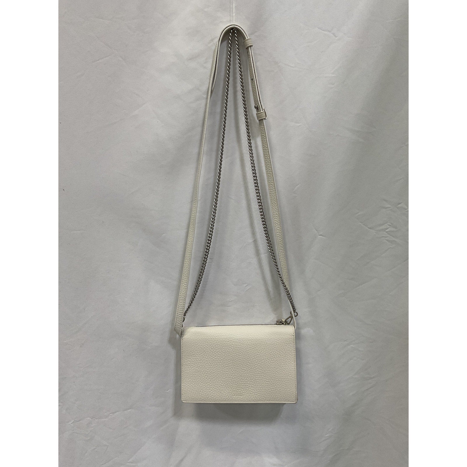Allsaints 'Fetch' White Pebbled Leather Chain Crossbody Wallet