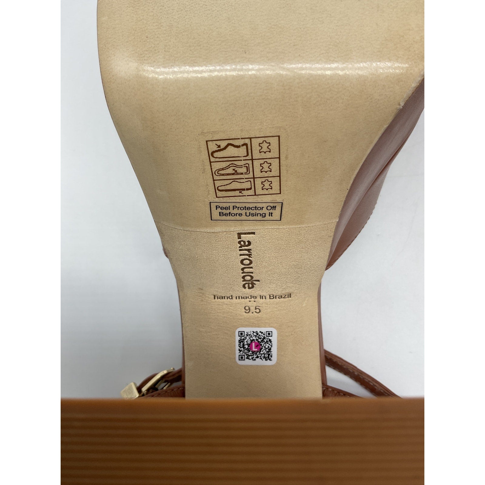 Larroude 'Pixie' Brown Leather Heel Size 9.5