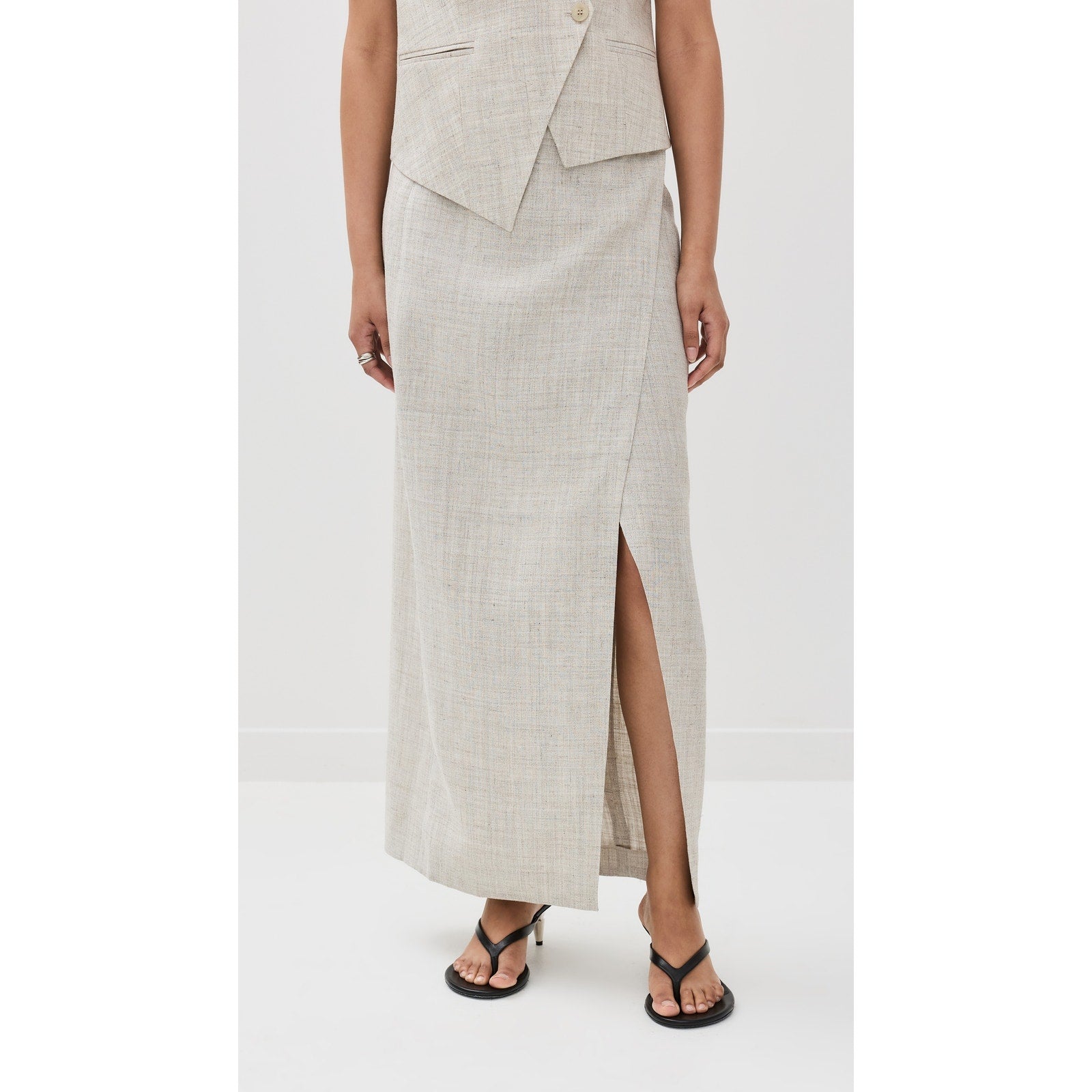R�he 'Overlap' Grey Viscose Skirt Size 36