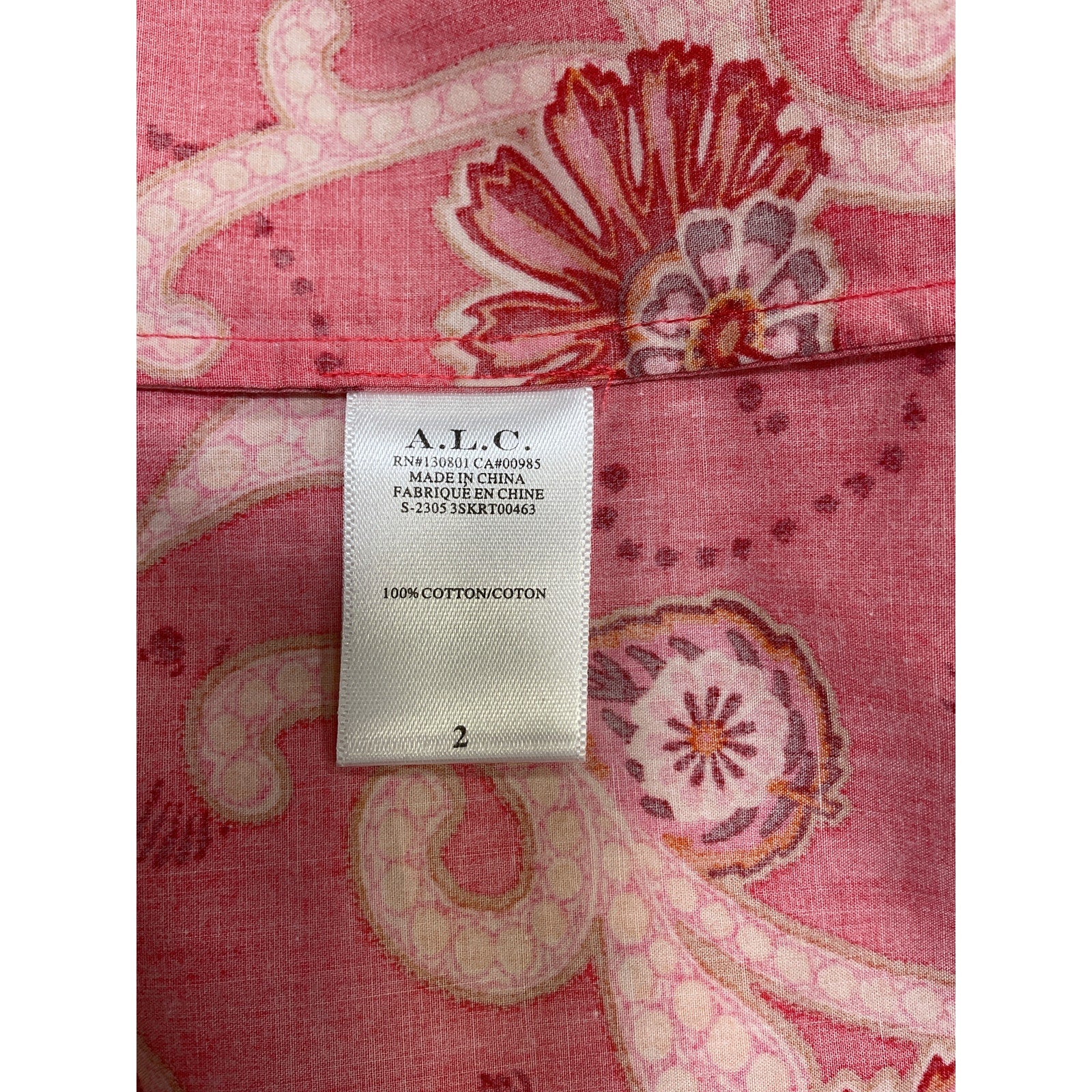 A.L.C. 'Francis' Red Cotton Skirt Size 2