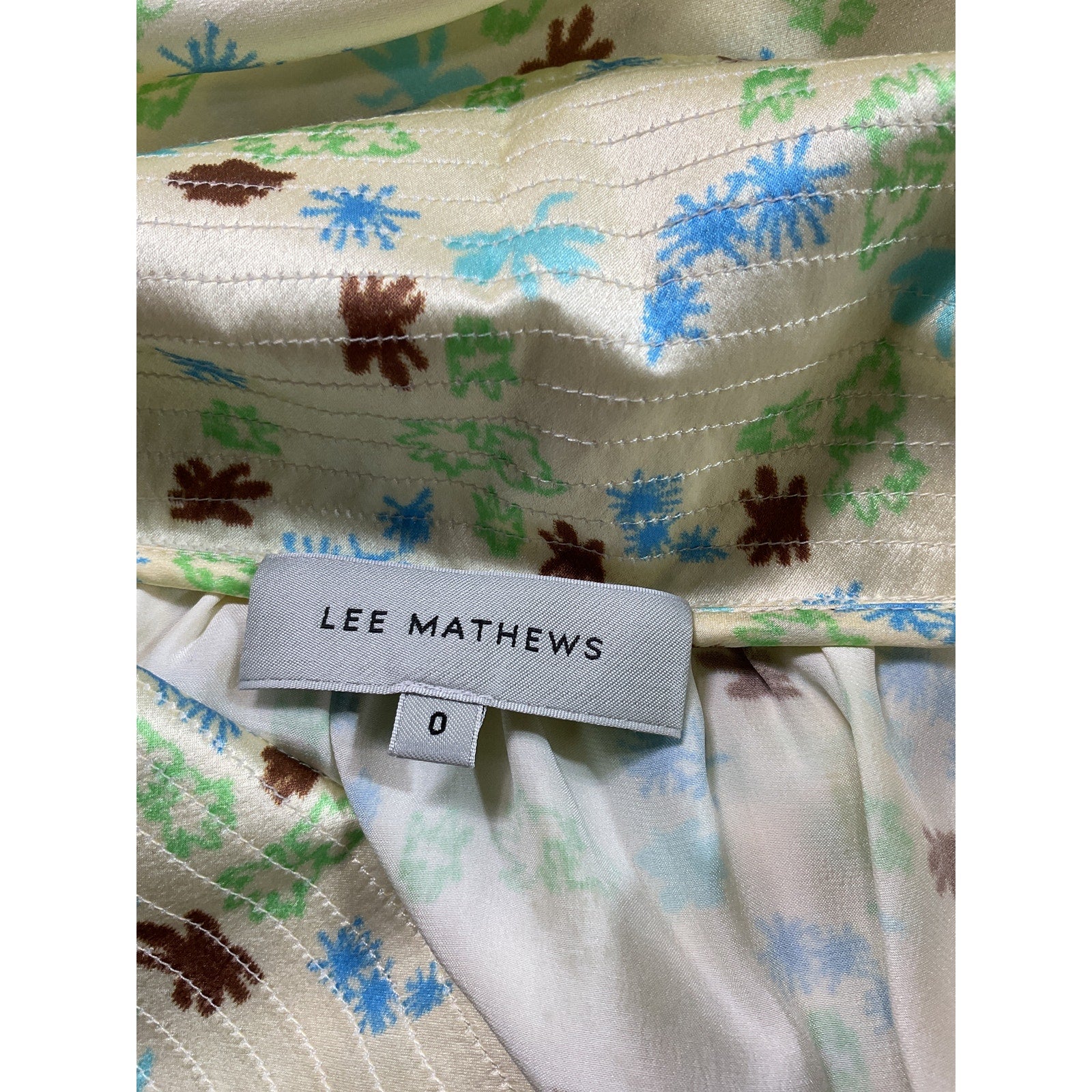 Lee Mathews 'Bella' Green Floral V Neck Bowtie Detail Mini Dress Size 0