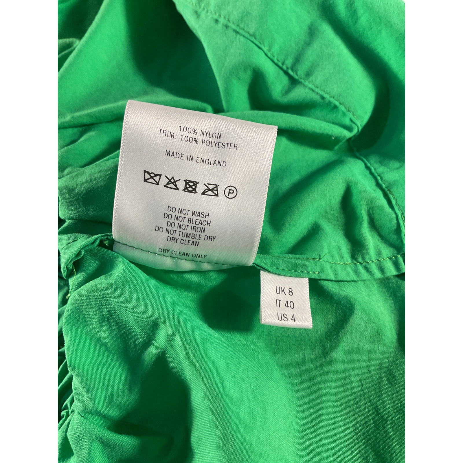 Molly Goddard 'Esme' Green Strapless Ruched Grosgrain-Trimmed Taffeta Top Size 4 - NWT