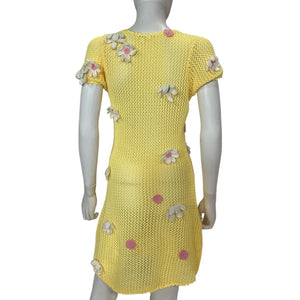 For Love & Lemons Crocheted Yellow Walker Dress Size M