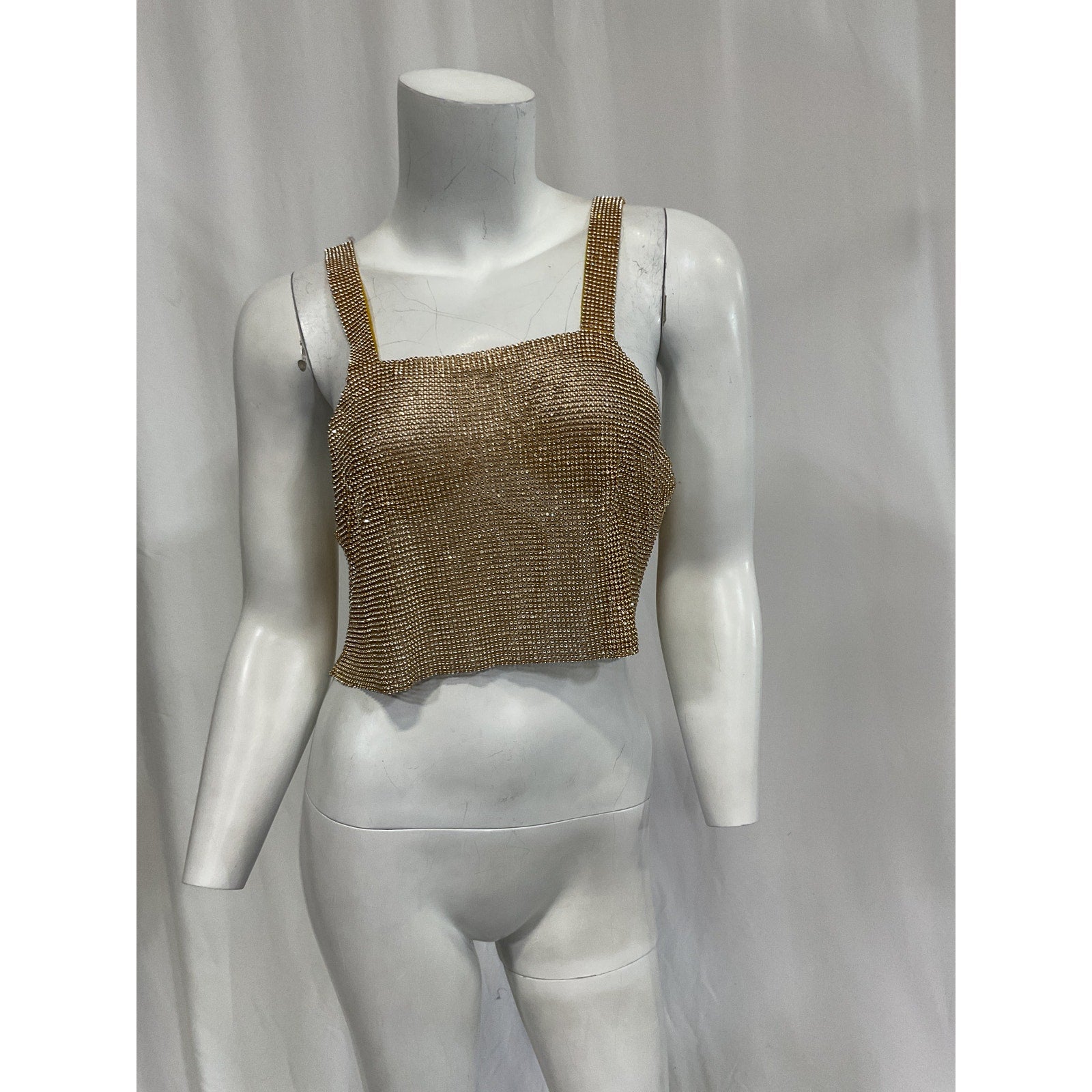 Santa Brands 'Cropped' Gold Rhinestone Embellished Top Size OS - NWT