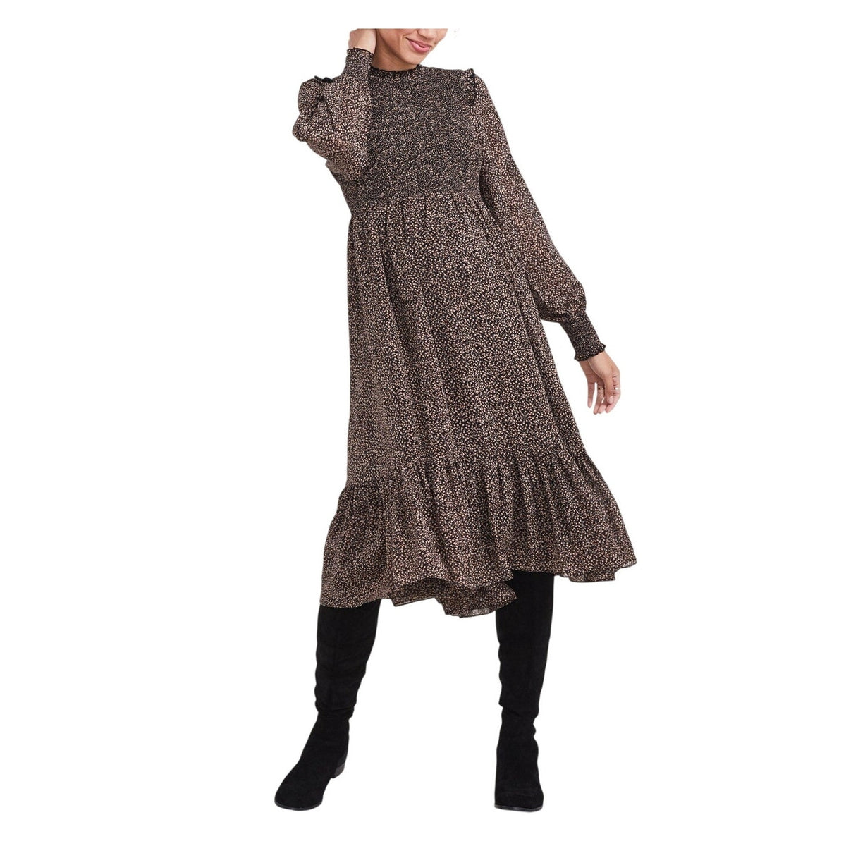 Hatch Floral Brown Lana Midi Dress Size 1