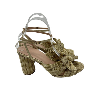 Loeffler Randall Chic Gold Camellia Knotted Sandals Size 8