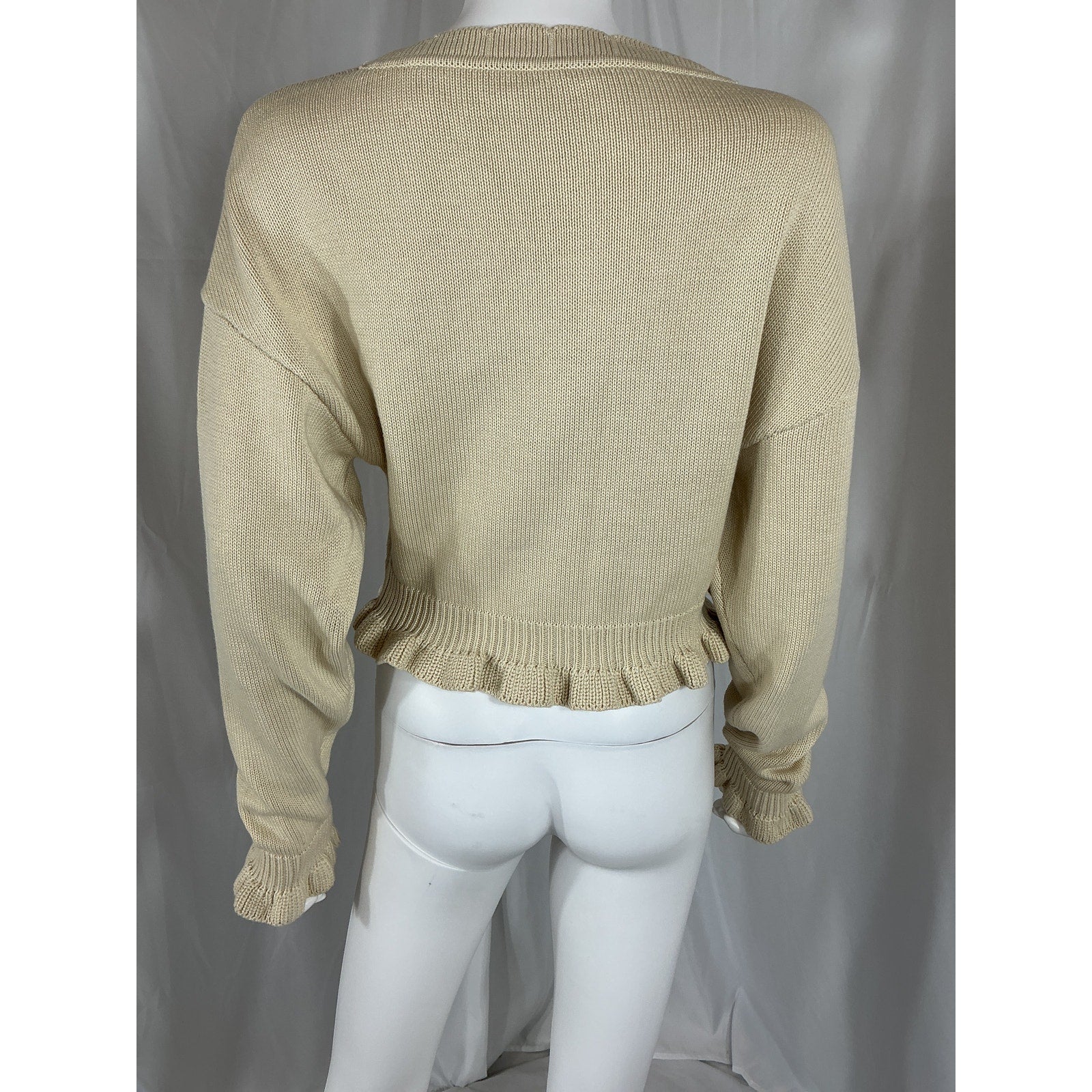 Tularosa 'Jovien' Beige Cotton Rosette Cardigan Size S