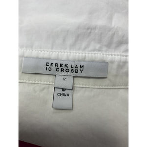 Derek Lam 'Marley' White Ruched Sleeve Button Down Shirt Size 2