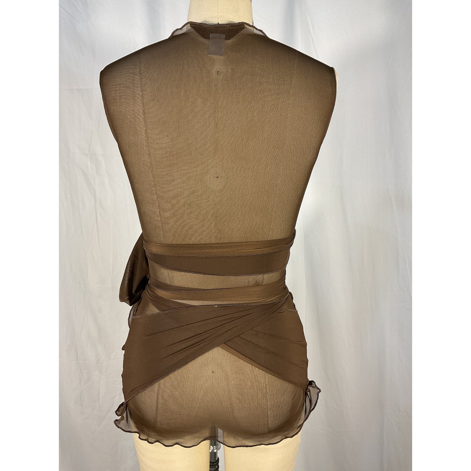 Kim Shui Jersey Brown Tie Top Size S