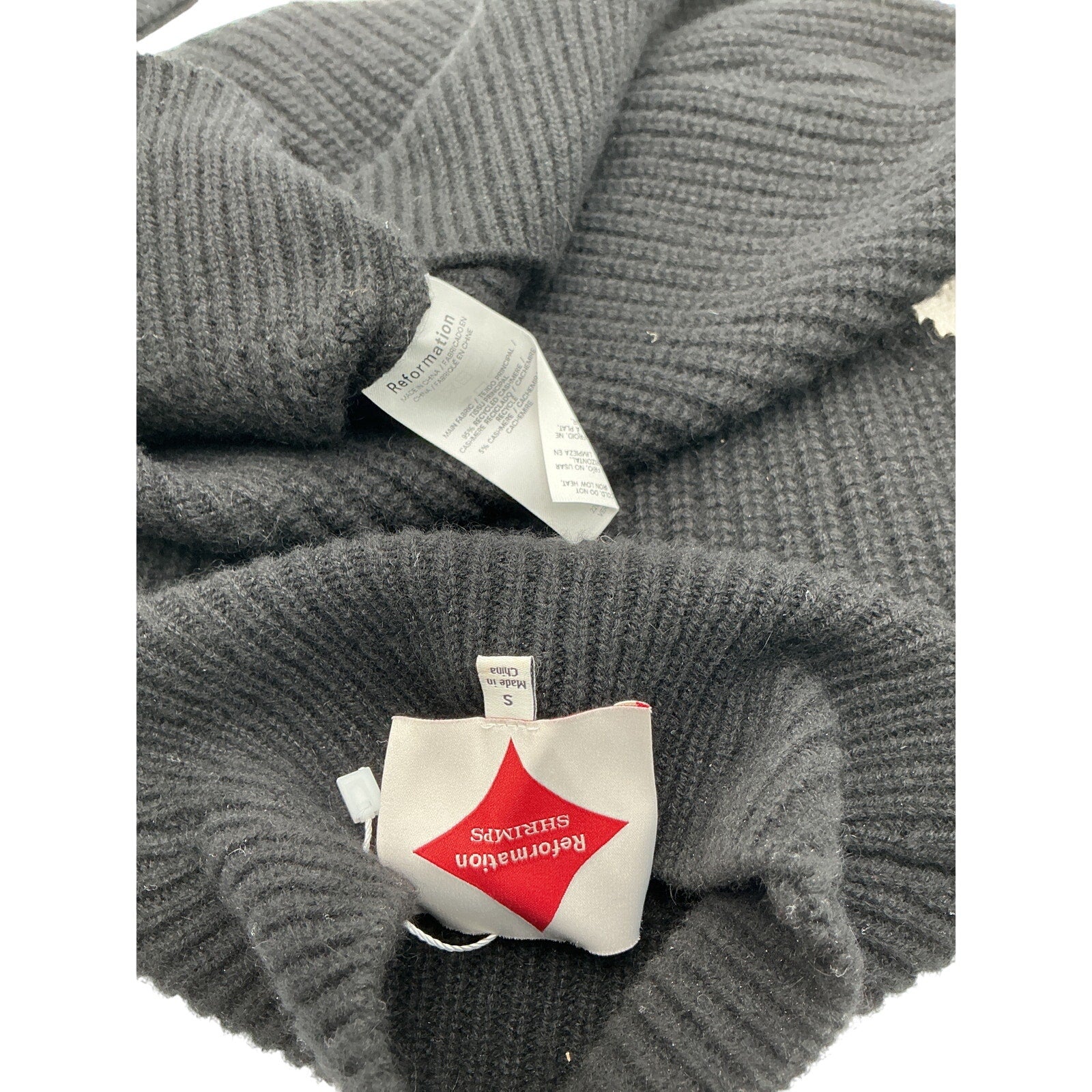 Reformation 'Diamond' Black Cashmere Turtleneck Size S