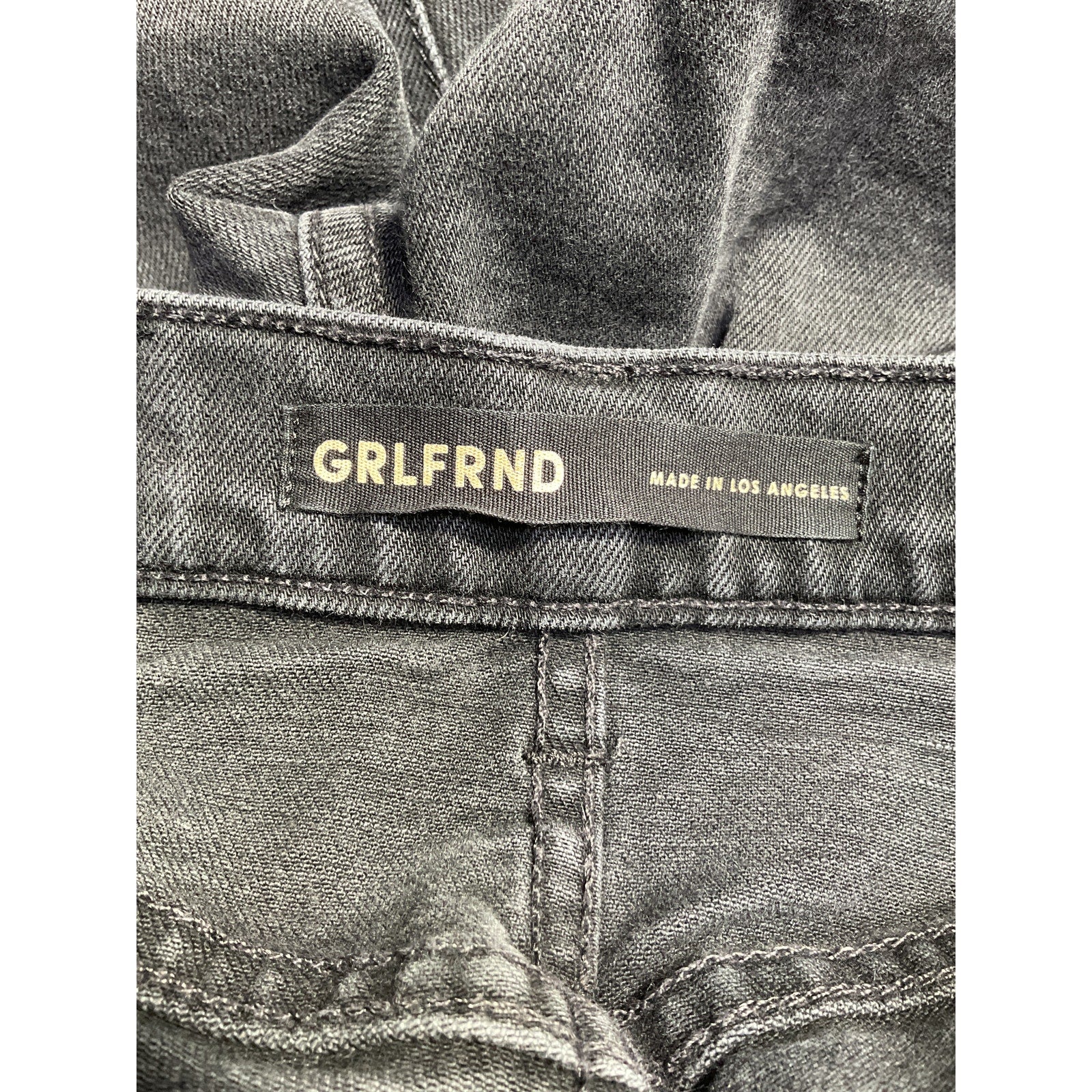 Grlfrnd 'Piper' Black Cotton Super High Rise Stretch Slim Denim Jean Size 26