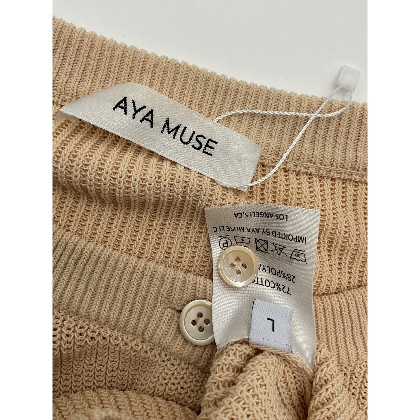 Aya Muse 'Lysi' Tan Cotton Cardigan Size L