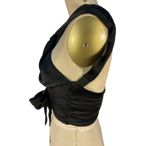 Rta Sleek Black Tiago Wrap Blouse Size M